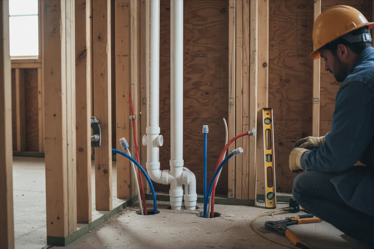 Drain and supply rough-in during Garbage Disposal Repair in Flora